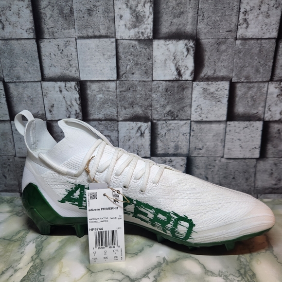 Adidas Adizero Primeknit White Green  Football Cleats Size 12.5 - Picture 2 of 10